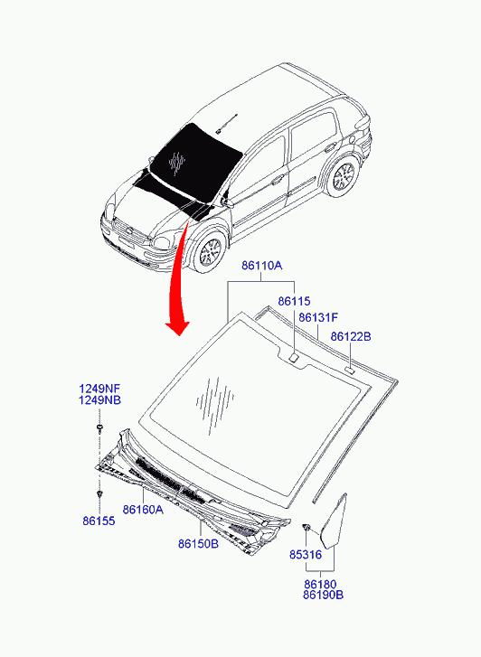 Лобовое стекло для Хендай Гетц 2005-2011