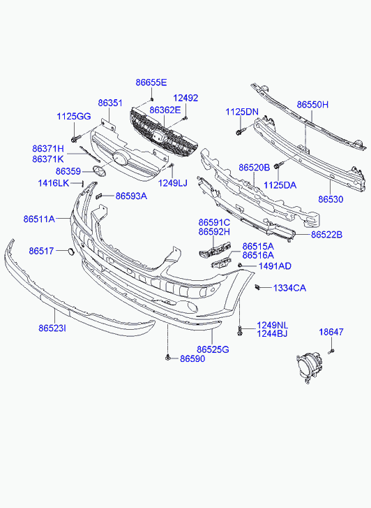 Усилитель переднего бампера для Хендай Гетц 2005-2011