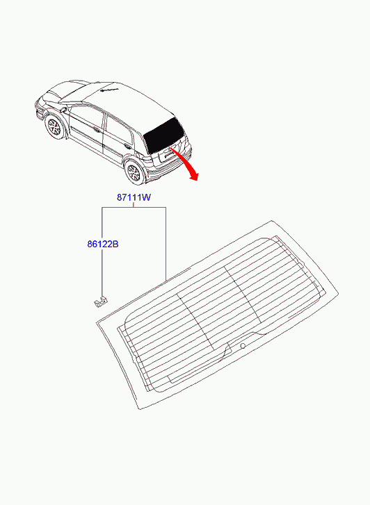 Стекло заднее для Хендай Гетц 2005-2011
