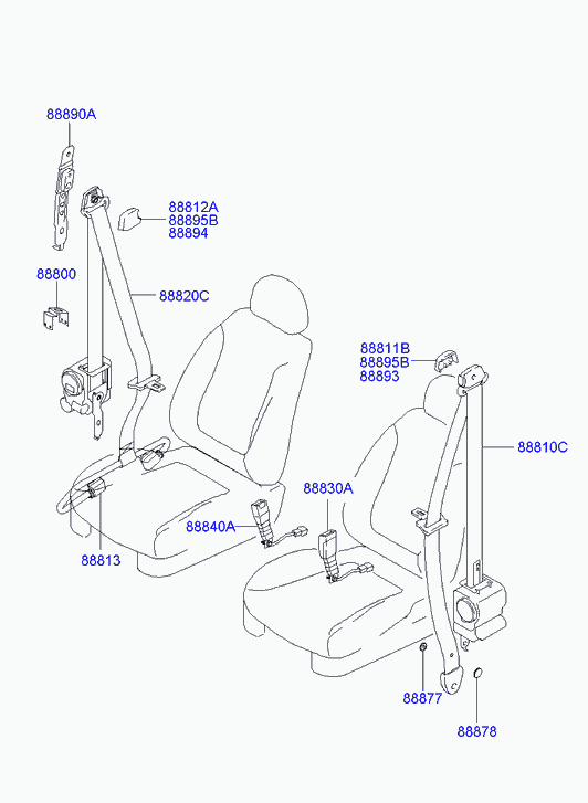Ремень безопасности водителя для Хендай Гетц 2005-2011
