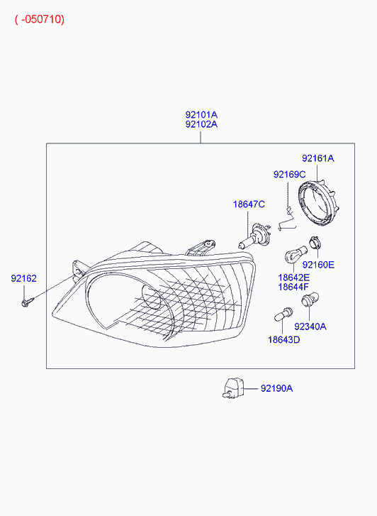 Фара правая в сборе для Хендай Гетц 2005-2011