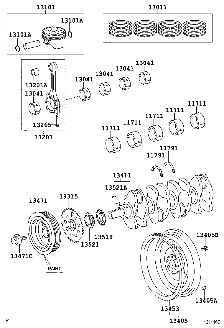 Коленвал для Тойота Королла 2010-2013