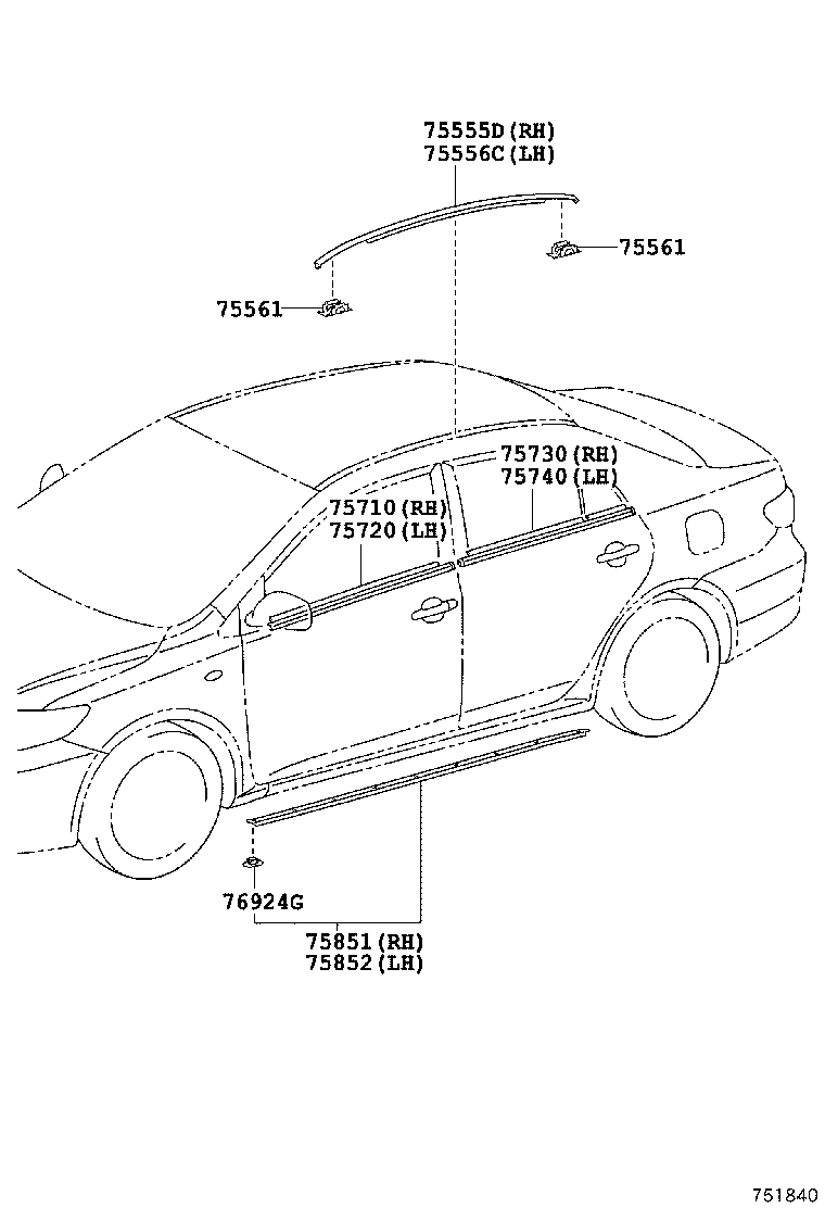 Молдинг боковой правый для Тойота Королла 2010-2013
