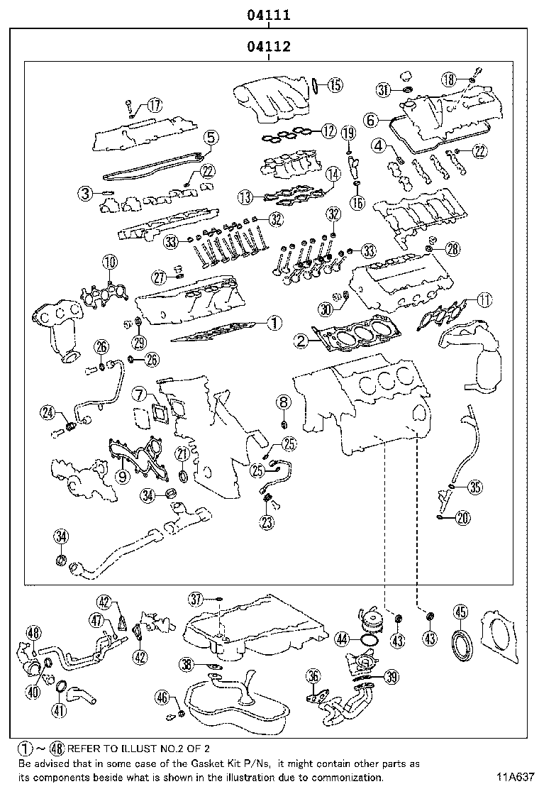 Комплект прокладок для двигателя для Тойота Хайлендер 2010-2013