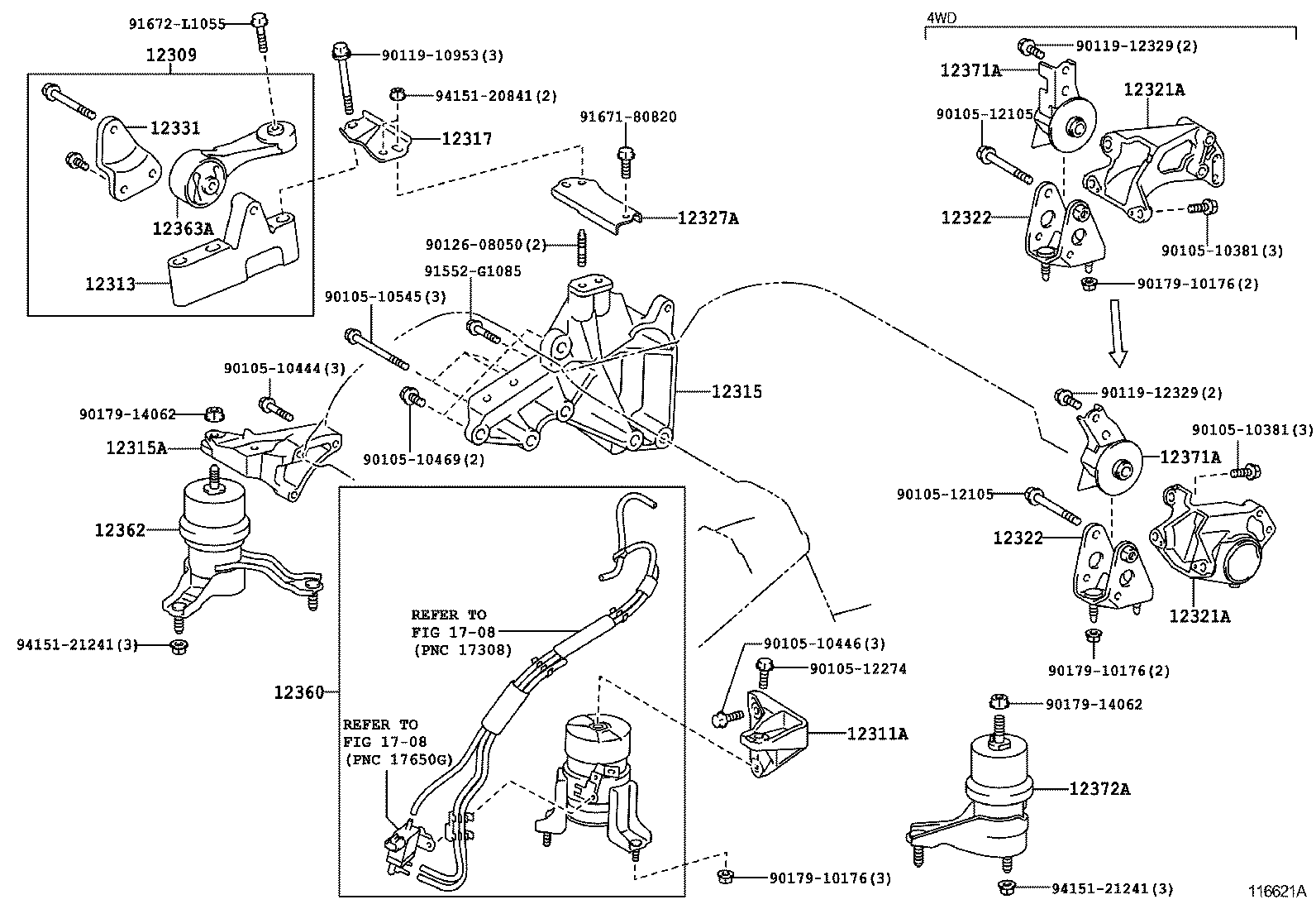 Подушка двигателя левая для Тойота Хайлендер 2010-2013