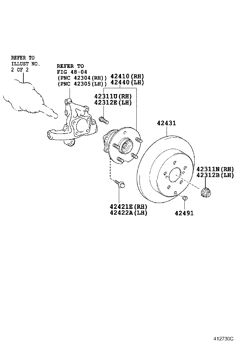 Ступица задняя правая для Тойота Хайлендер 2010-2013
