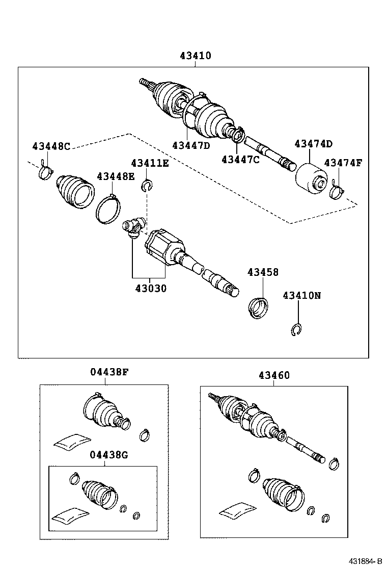 Приводной вал передний правый для Тойота Хайлендер 2010-2013