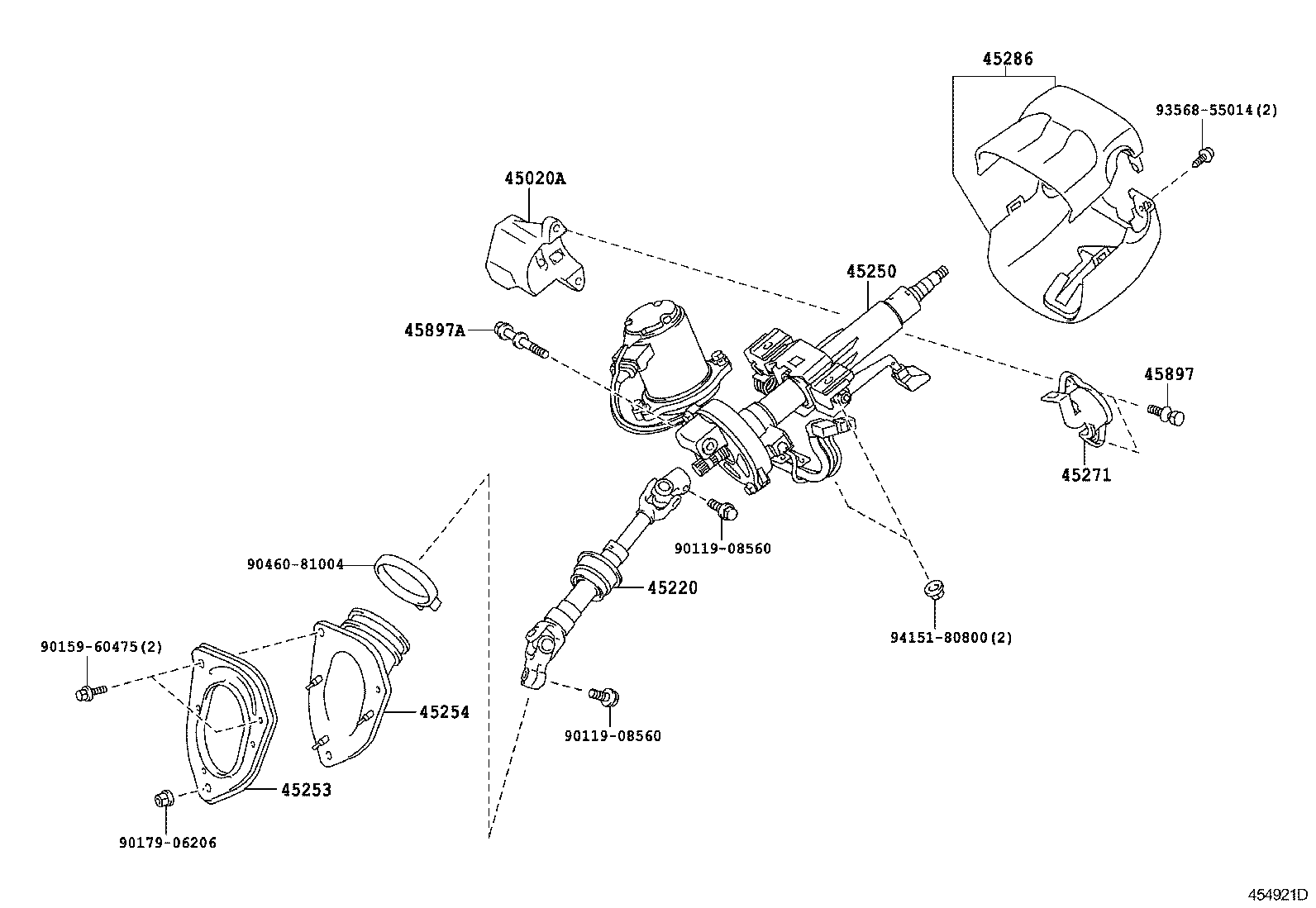 Рулевая колонка с электро-усилителем для Тойота Хайлендер 2010-2013