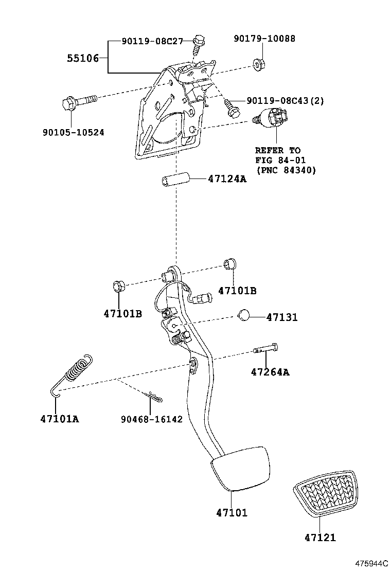 Педаль тормоза для Тойота Хайлендер 2010-2013