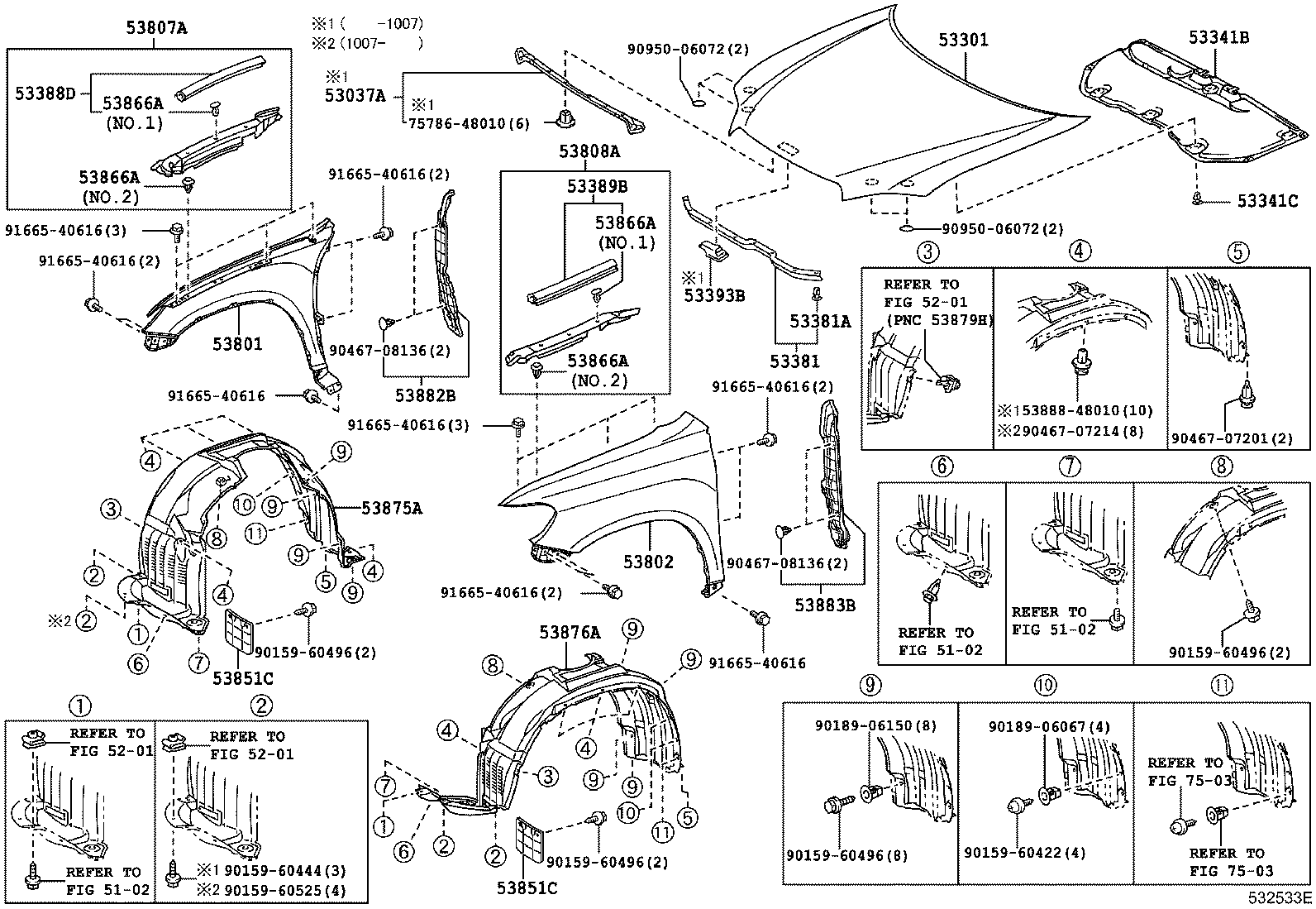 Крыло переднее левое для Тойота Хайлендер 2010-2013