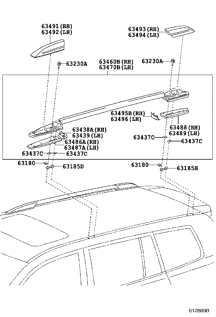 Рейлинг правый для Тойота Хайлендер 2010-2013