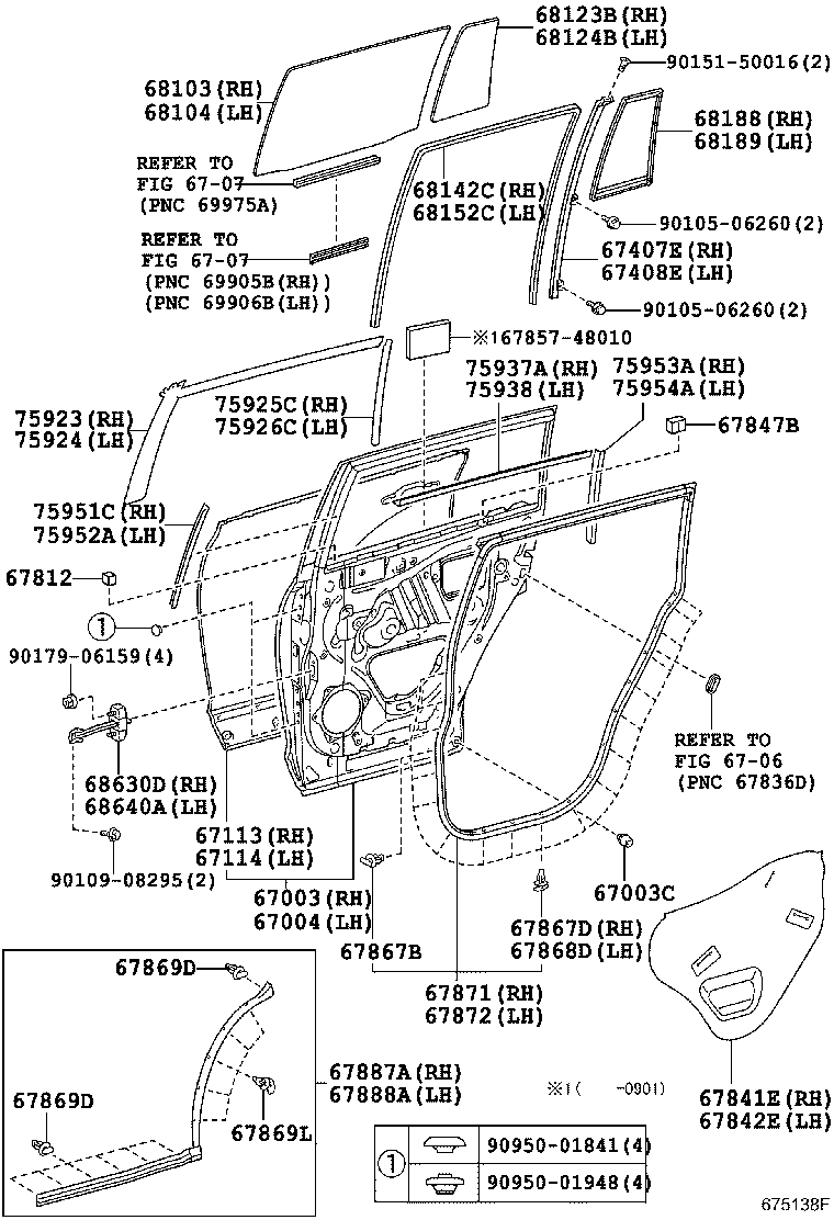Стекло задней левой двери для Тойота Хайлендер 2010-2013