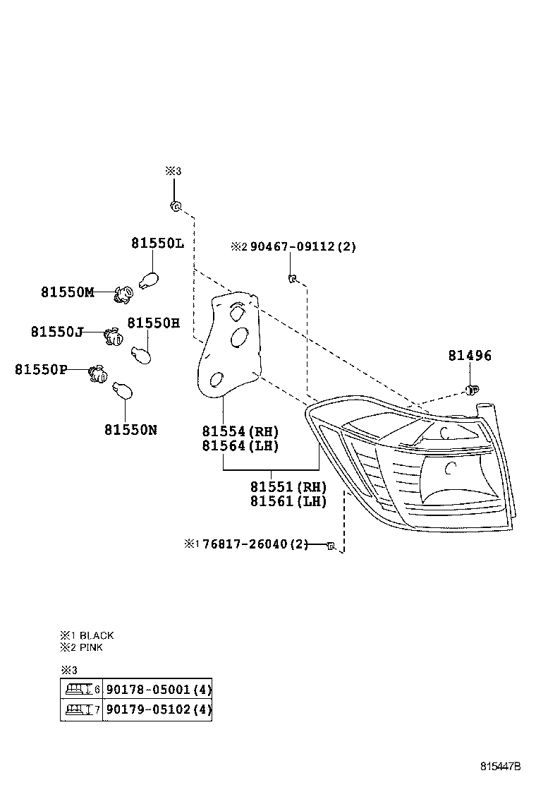 Фонарь задний левый на крыле для Тойота Хайлендер 2010-2013