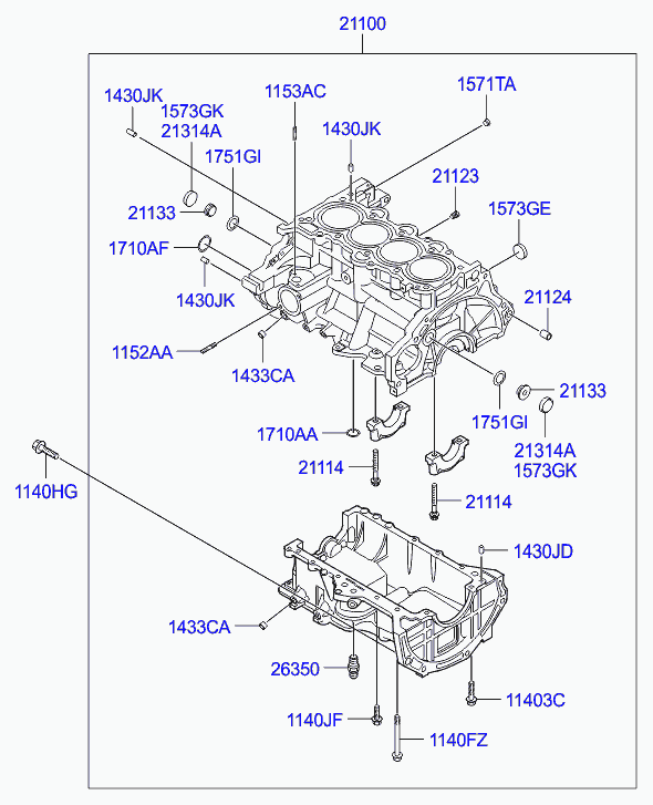 Блок цилиндров в сборе для Хендай i20 2008-2012