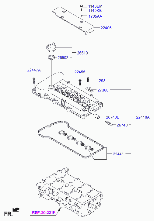 Крышка головки блока для Хендай i20 2008-2012