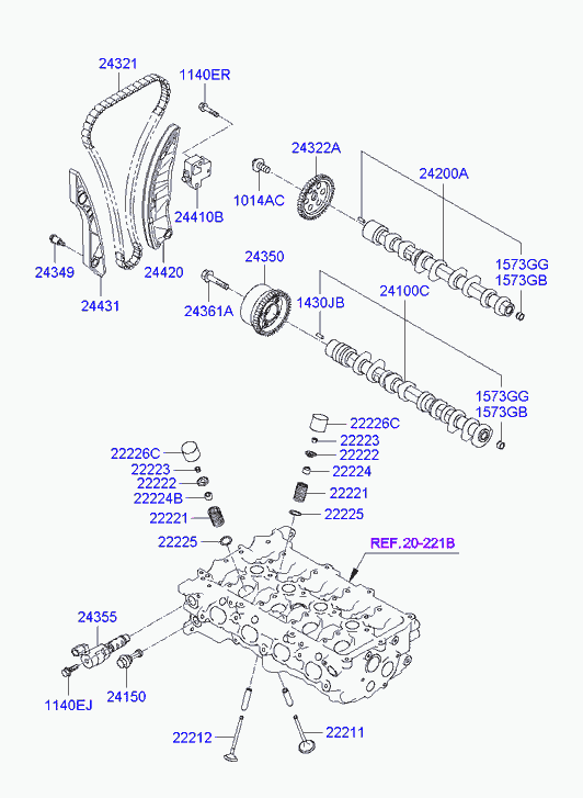 Впускной распредвал для Хендай i20 2008-2012