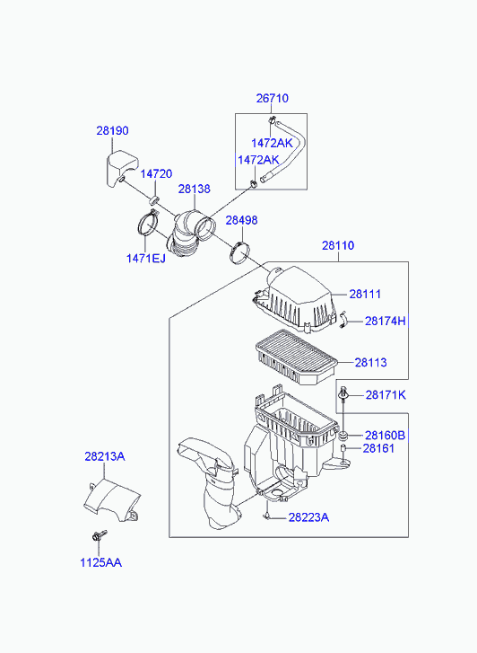 Фильтр воздушный, моторный для Хендай i20 2008-2012