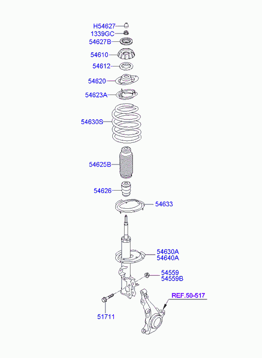 Стойка передняя левая для Хендай i20 2008-2012
