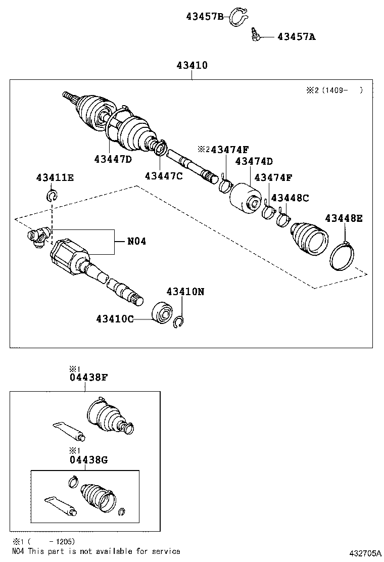 Приводной вал передний правый для Тойота Венза 2008-2012