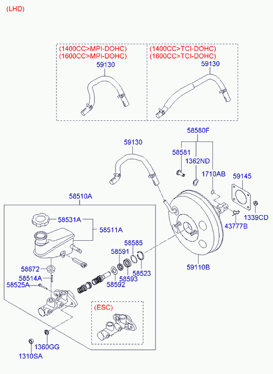 Главный цилиндр тормозной в сборе для Хендай i20 2008-2012