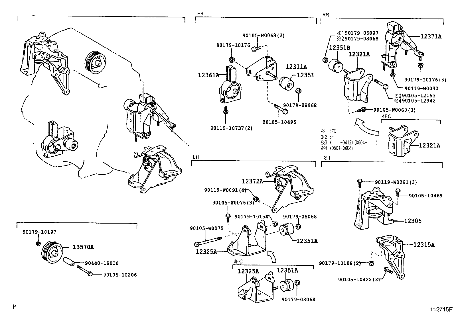 Подушка двигателя правая для Тойота Авенсис 2006-2009
