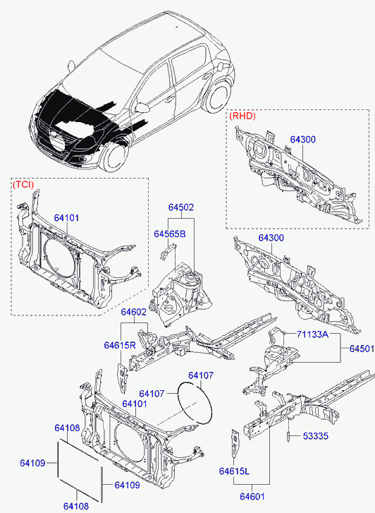 Панель передняя, телевизор для Хендай i20 2008-2012