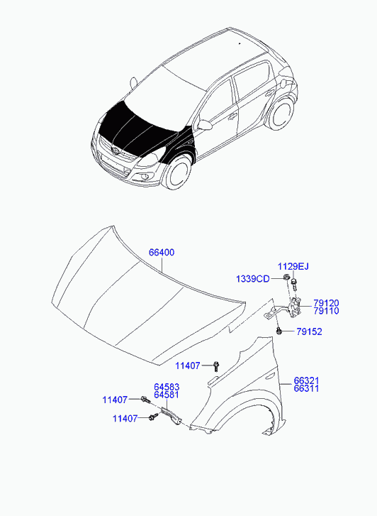 Капот для Хендай i20 2008-2012