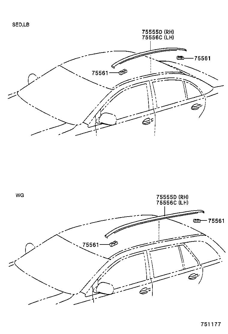 Рейлинг правый для Тойота Авенсис 2006-2009