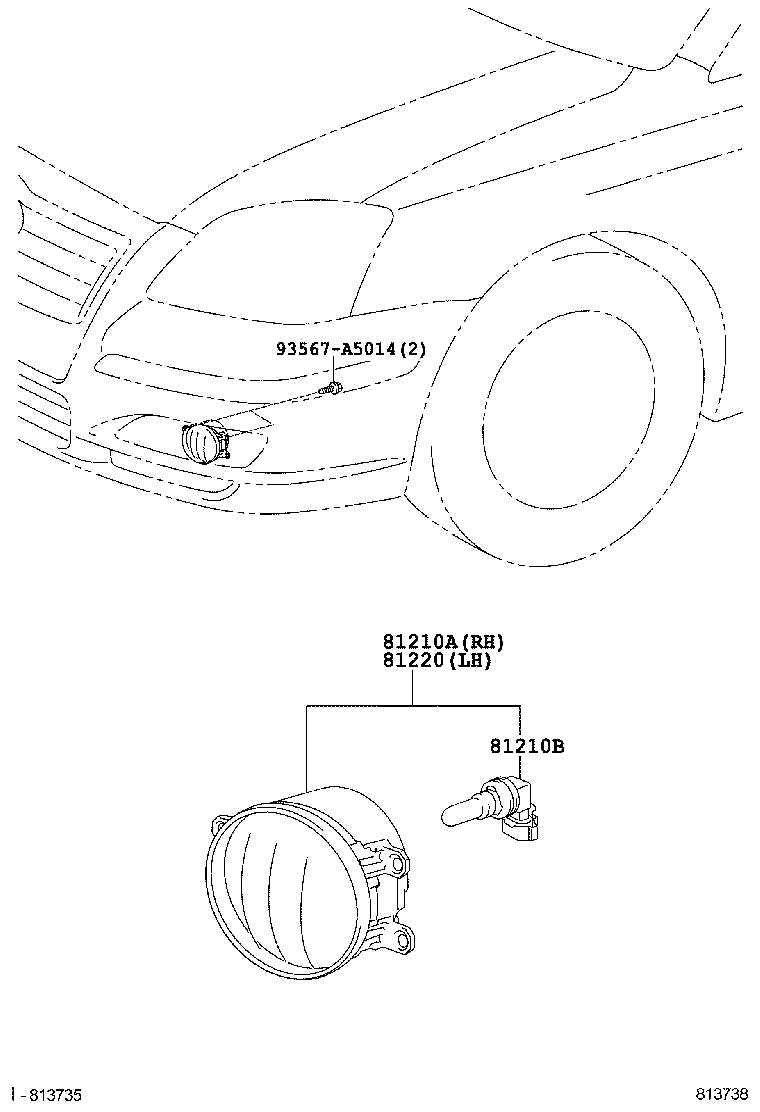 Фара противотуманная левая в сборе для Тойота Авенсис 2006-2009