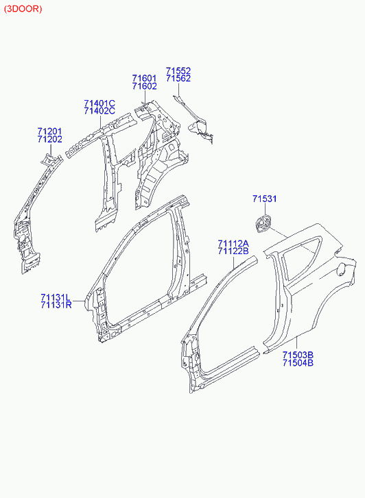 Центральная стойка кузова левая для Хендай i20 2008-2012