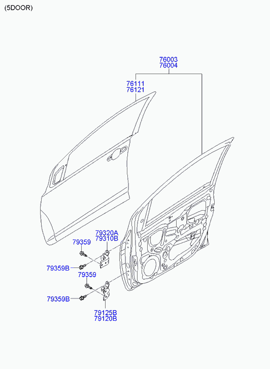 Дверь передняя правая для Хендай i20 2008-2012