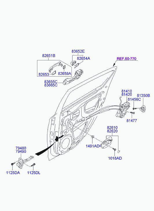 Замок задней левой двери для Хендай i20 2008-2012