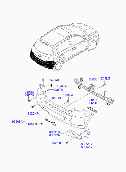 Усилитель заднего бампера для Хендай i20 2008-2012