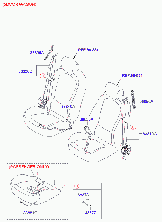 Ремень безопасности водителя для Хендай i20 2008-2012