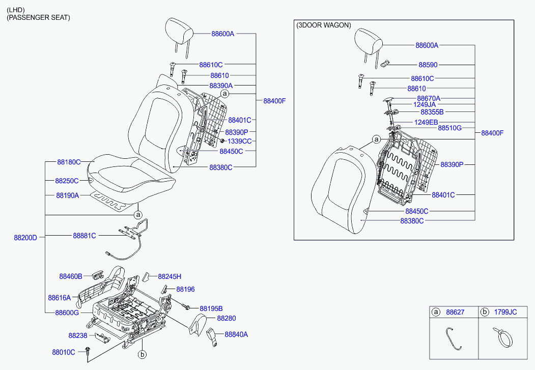 Спинка переднего сиденья пассажира для Хендай i20 2008-2012 