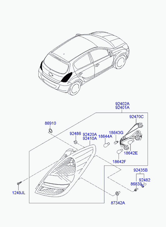 Фонарь задний правый на крыле для Хендай i20 2008-2012
