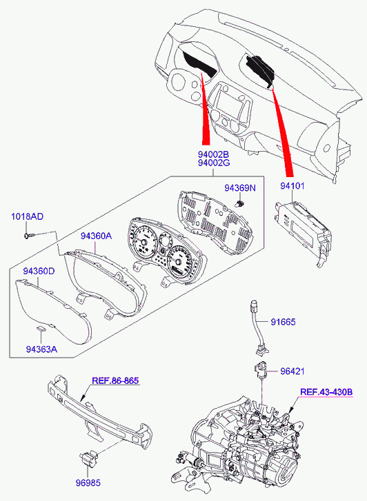 Панель приборов приборов для Хендай i20 2008-2012