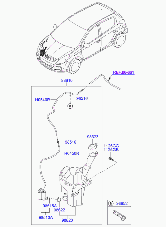 Бачок омывателя стёкол для Хендай i20 2008-2012