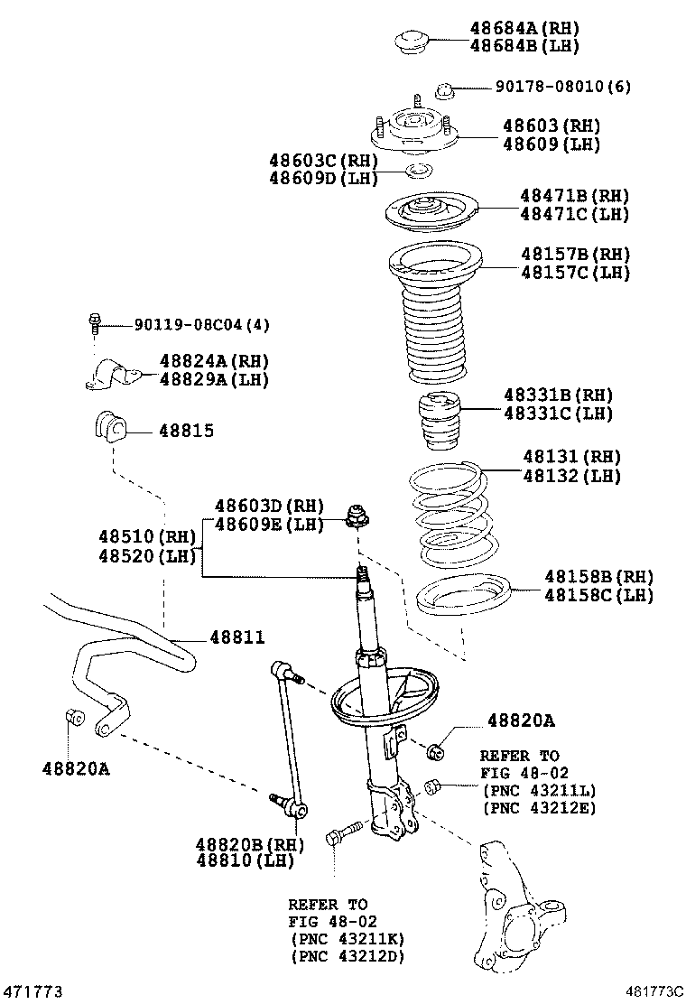Пружина передняя для Тойота Приус 2005-2011