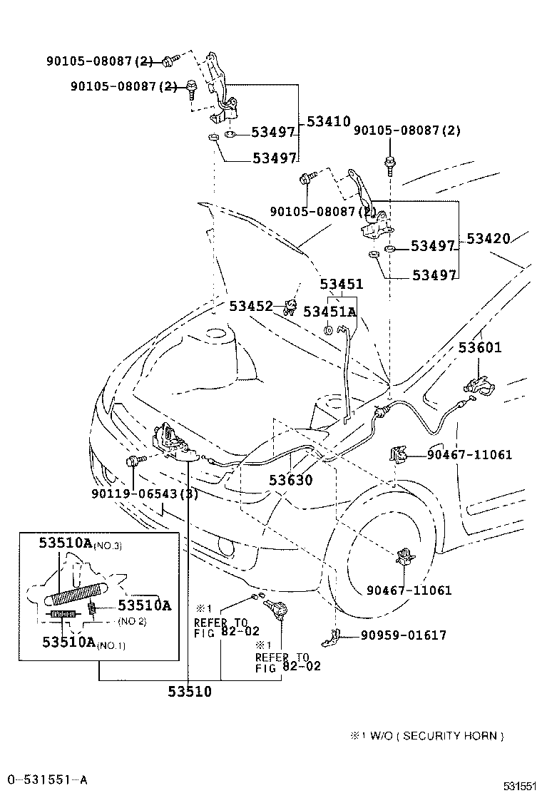 Петля капота правая для Тойота Приус 2005-2011