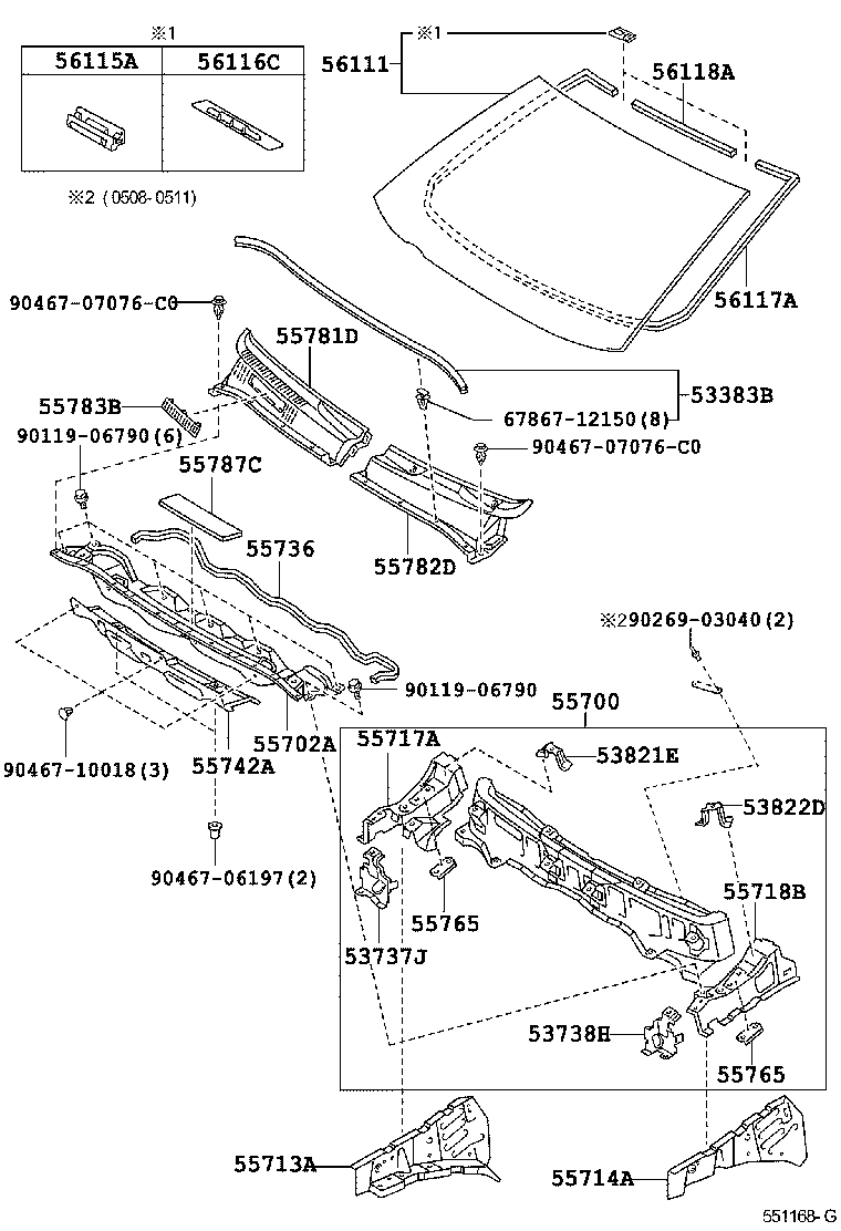 Лобовое стекло для Тойота Приус 2005-2011