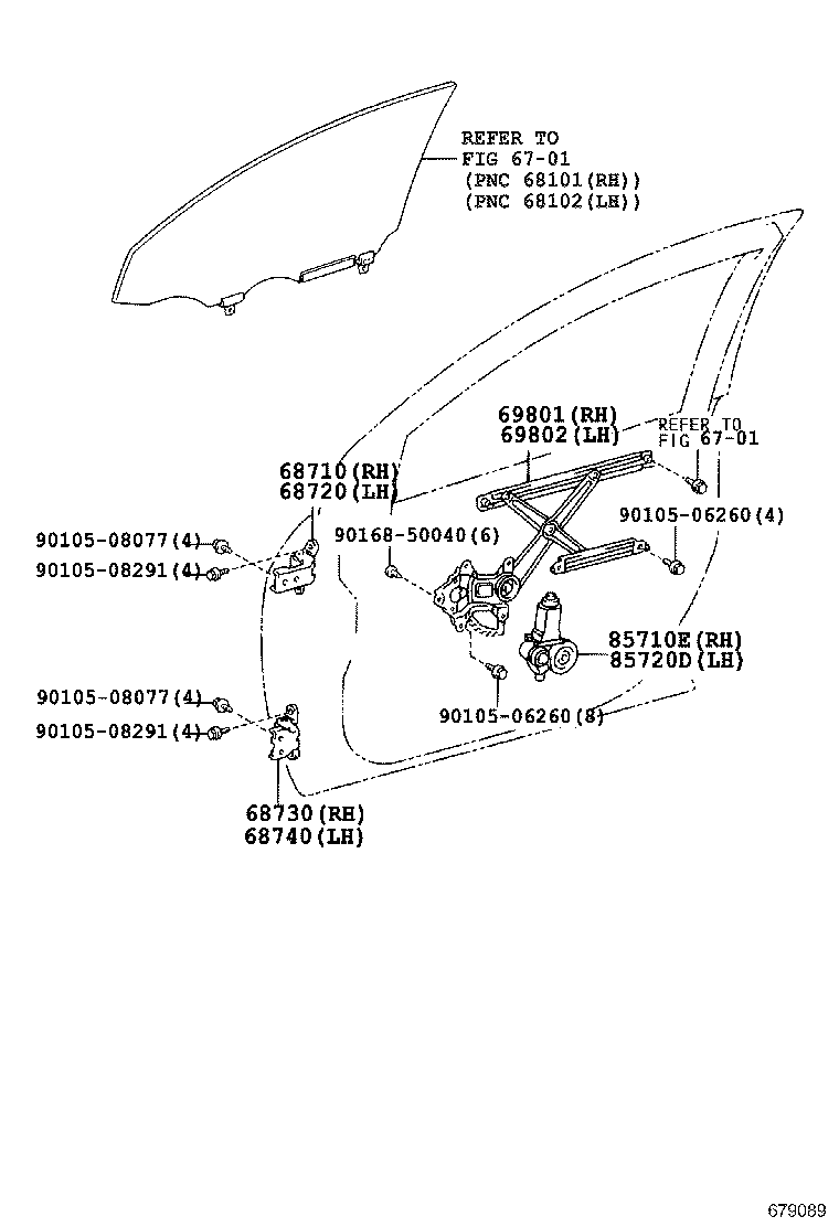 Стеклоподъемник переднего левого стекла для Тойота Приус 2005-2011