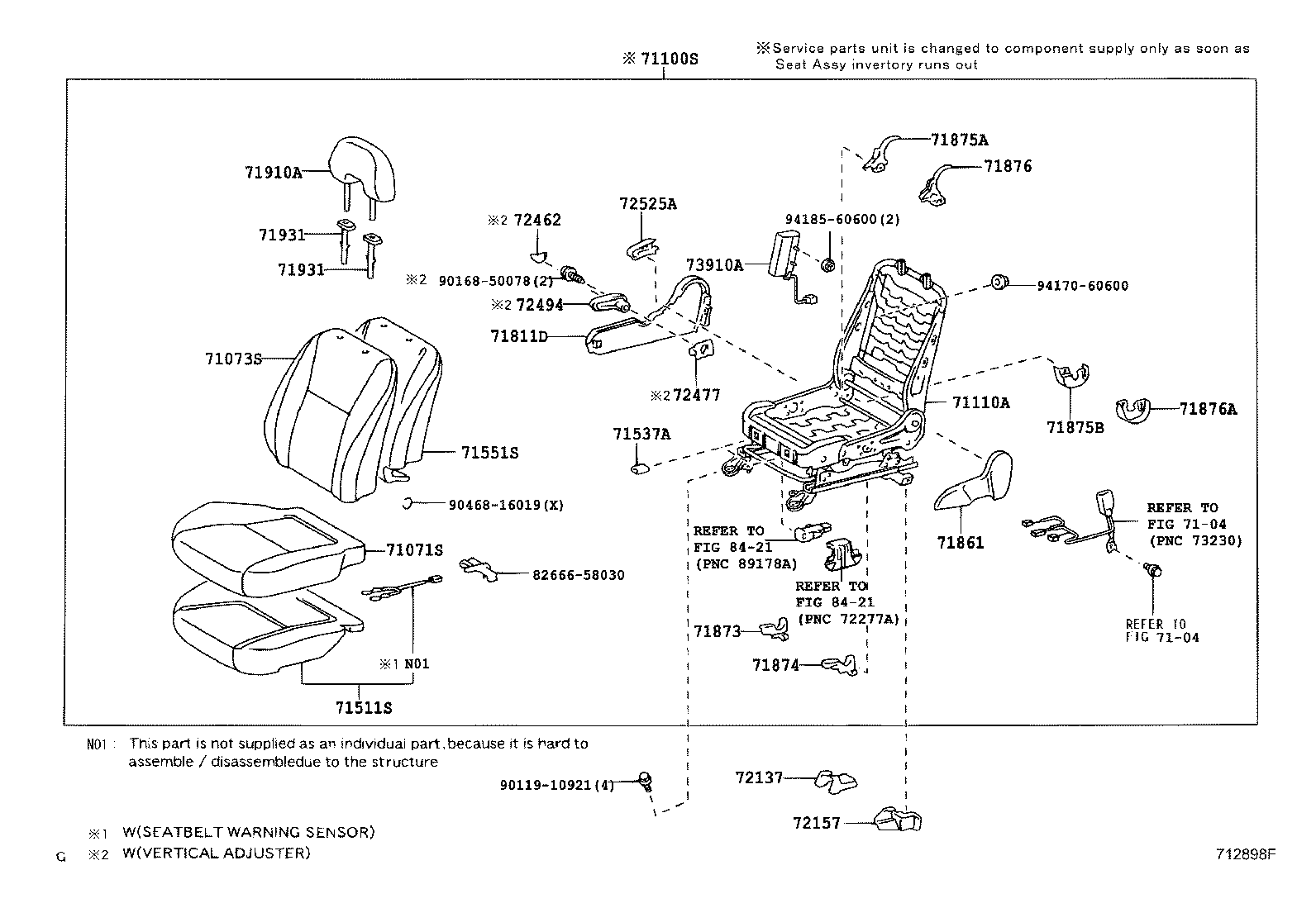 Подушка переднего сиденья пассажира для Тойота Приус 2005-2011 