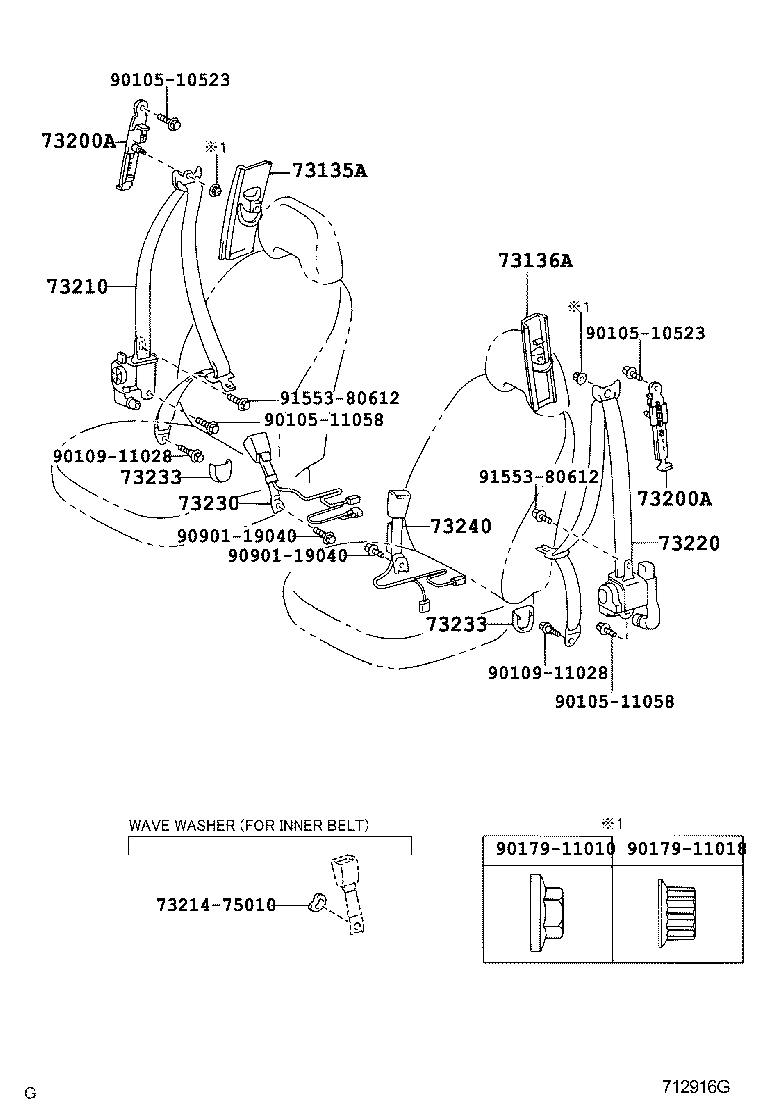 Ремень безопасности водителя для Тойота Приус 2005-2011
