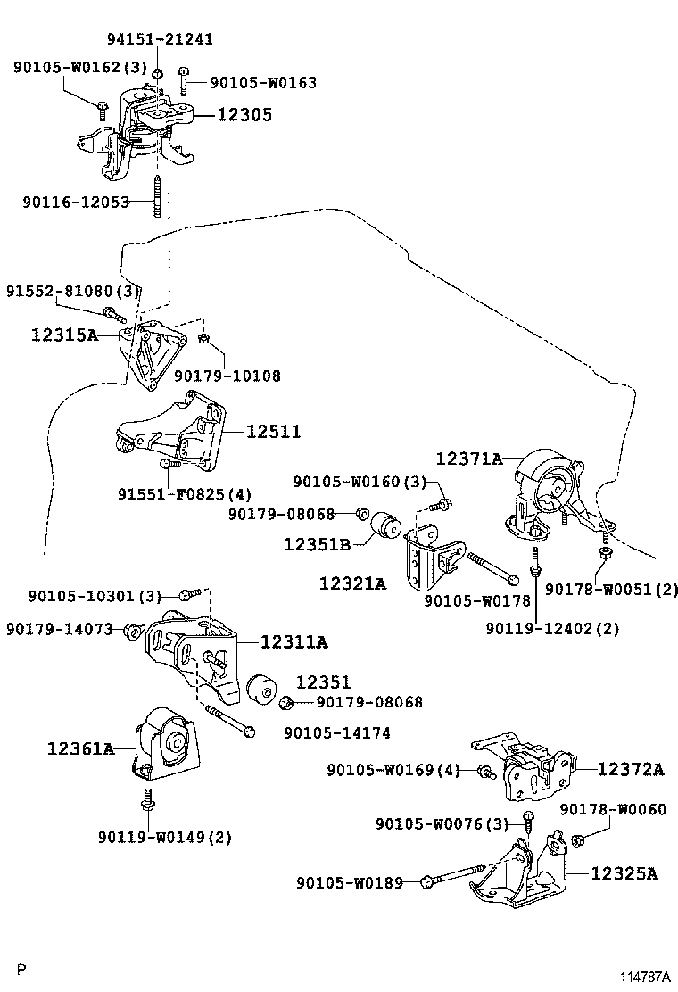 Подушка двигателя правая для Тойота Аурис 2006-2010