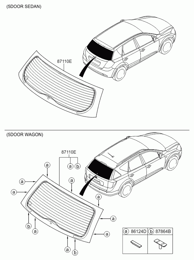 Стекло заднее для Киа Сид 2006-2010