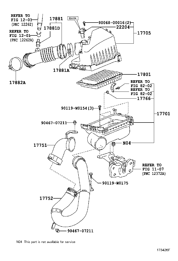 Корпус воздушного фильтра в сборе для Тойота Аурис 2006-2010
