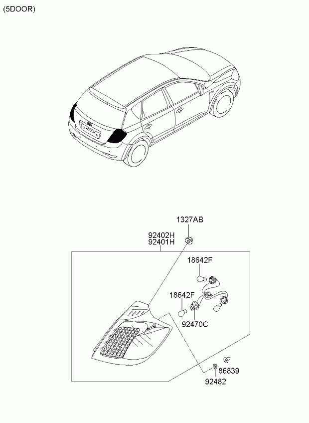 Фонарь задний правый на крыле для Киа Сид 2006-2010