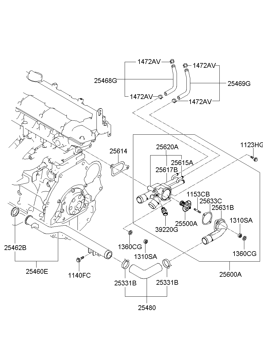 Корпус термостата в сборе для Киа Соул 2008-2011