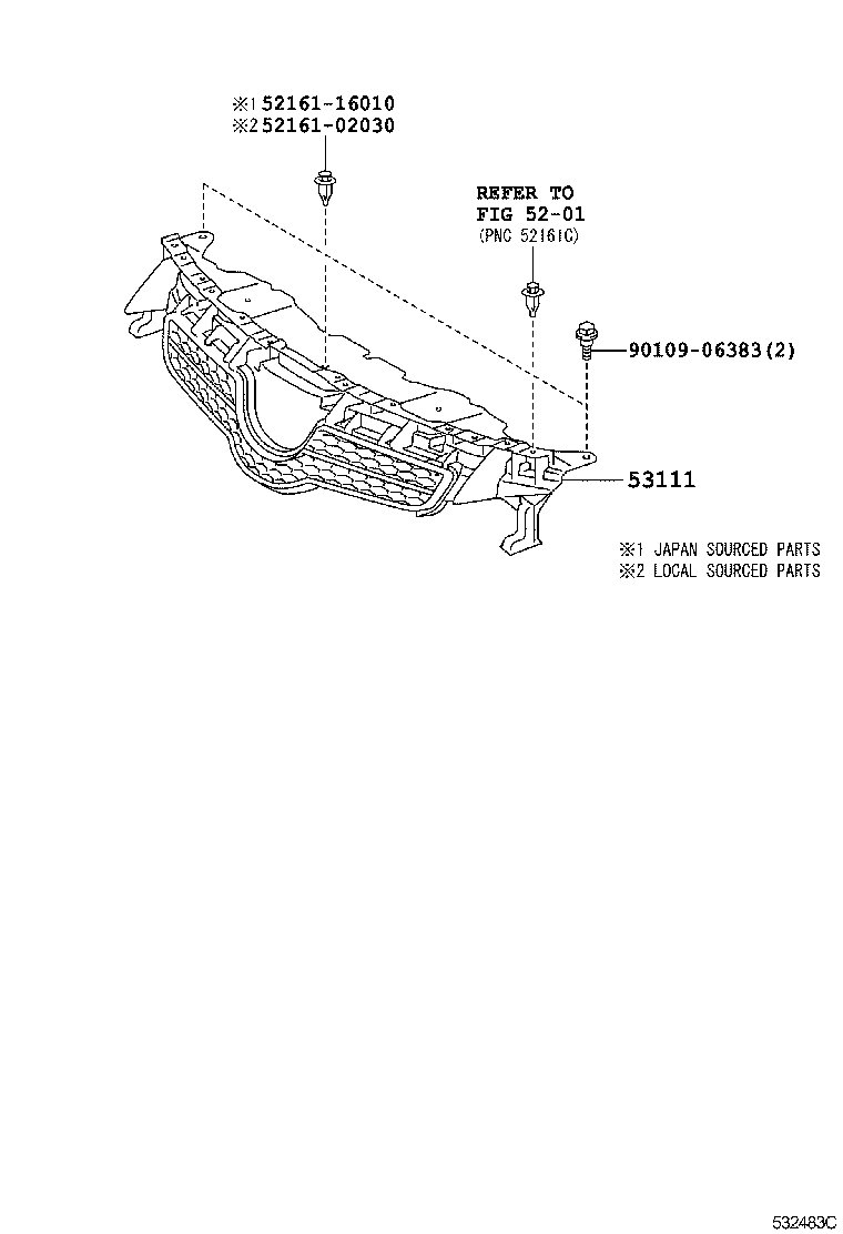 Решетка радиатора для Тойота Аурис 2006-2010